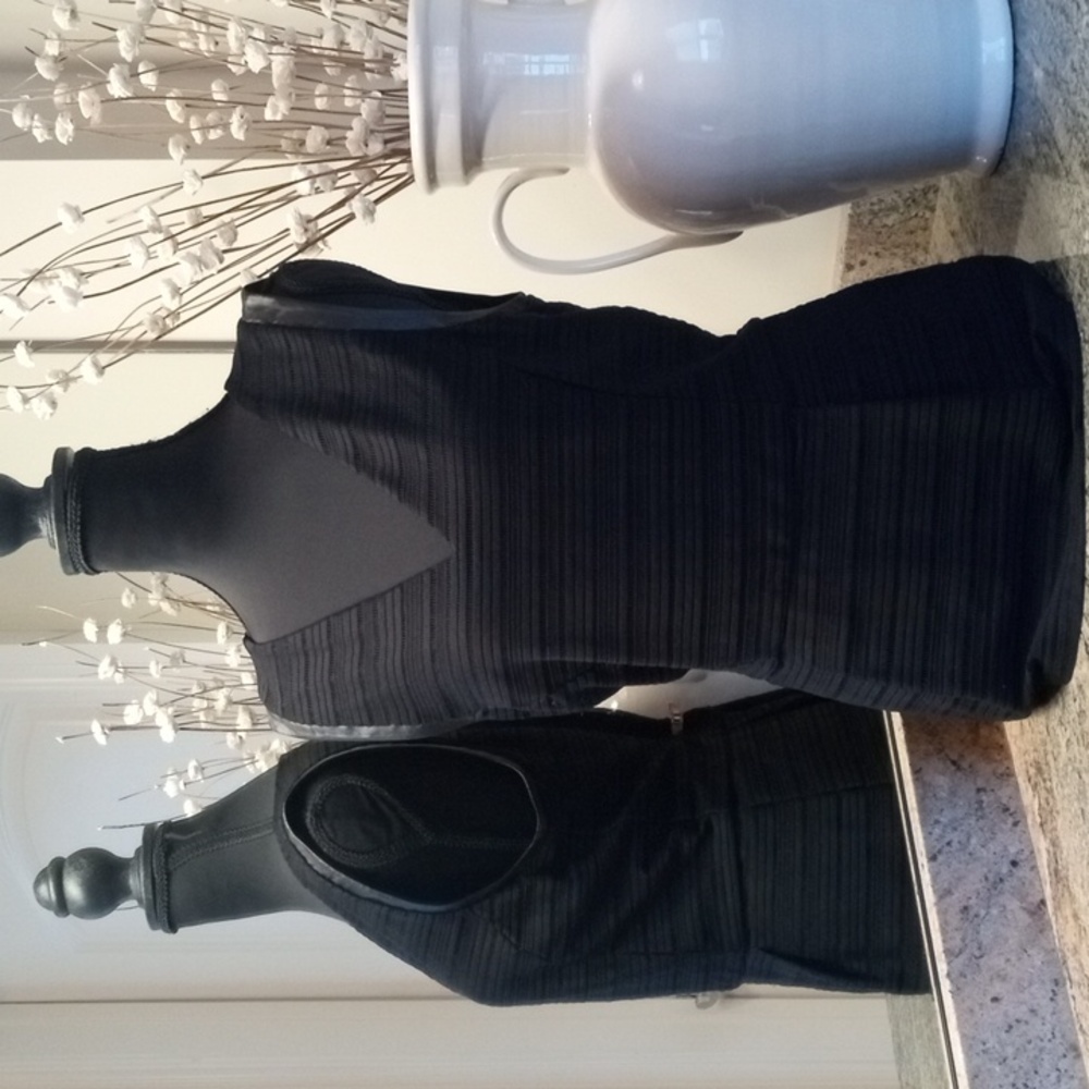 WHBM Sleeveless Peplum Textured Top with Faux Leather Edging. Size M